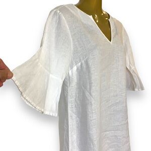 Anthropology 100% linen natural fiber white minimalist short classic dress S